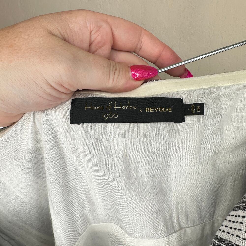 NWT House of Harlow x Revolve Amina White Black Embroidered Stripe Mini Dress Sm - Picture 5 of 13